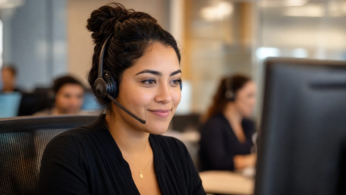 01 call center worker headset office