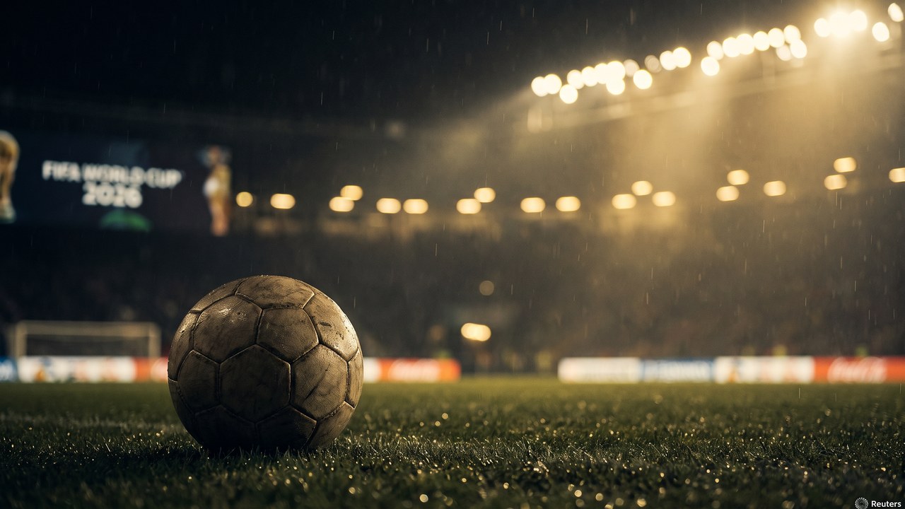 Balón de fútbol en el césped del MetLife Stadium, final del Mundial 2026