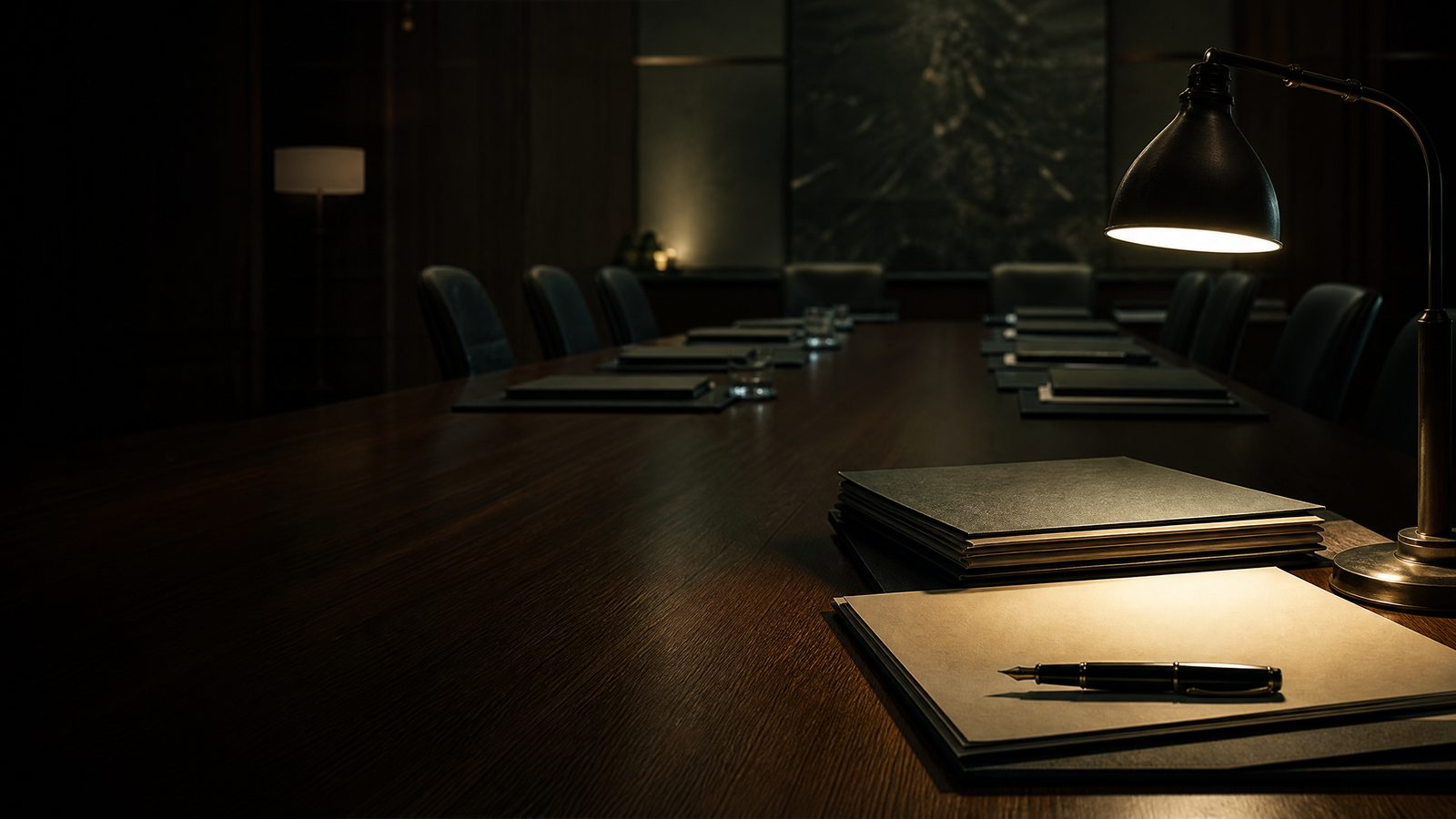 documentos financieros, una sede bancaria o una mesa de negociación