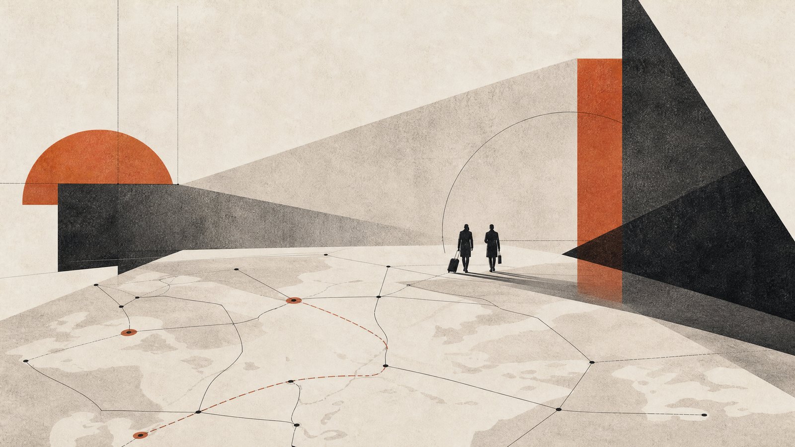 Ilustración conceptual sobre recorridos políticos y vigilancia denunciada.
