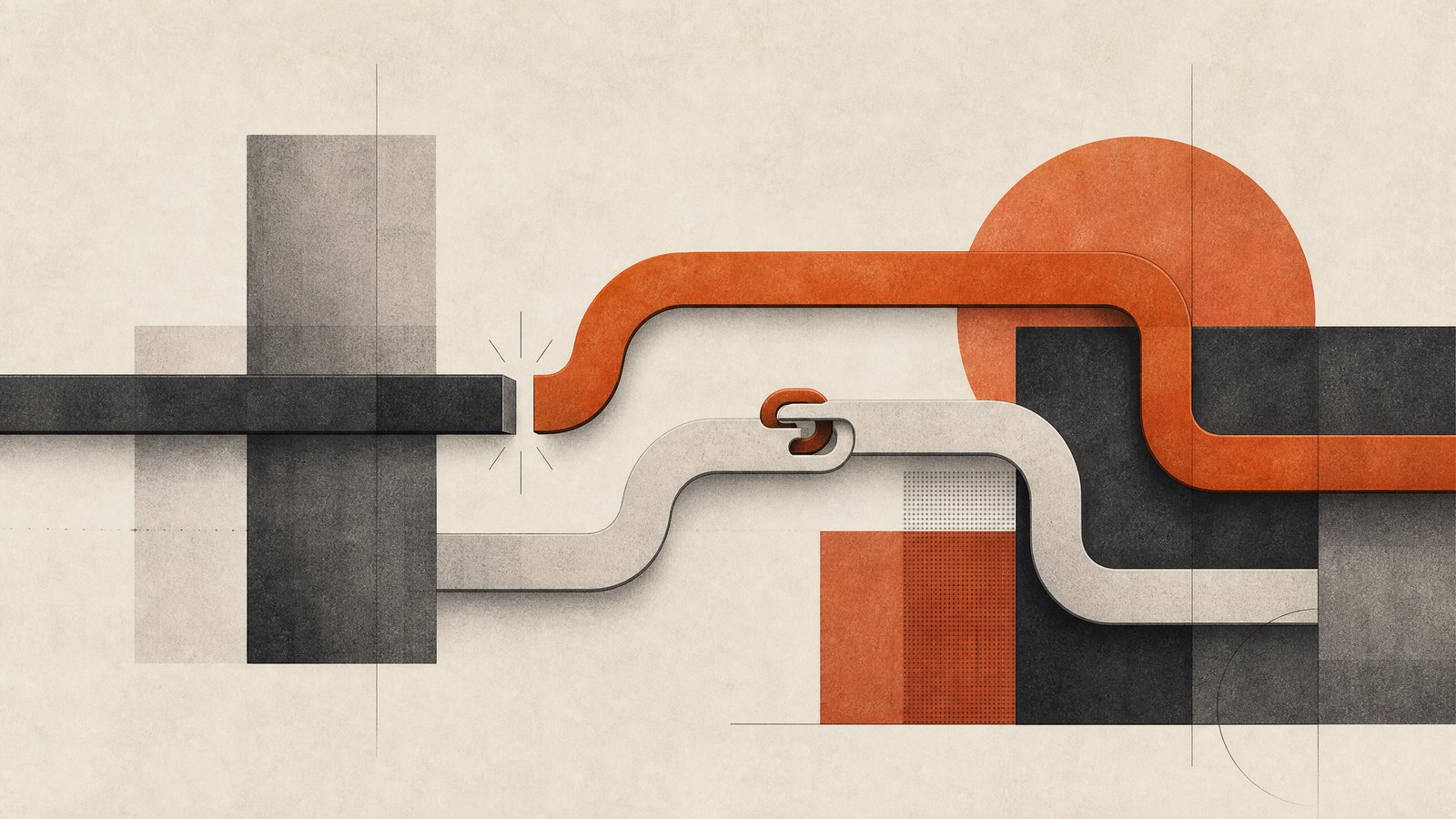Ilustración conceptual sobre rutas comerciales que se separan y reconectan.