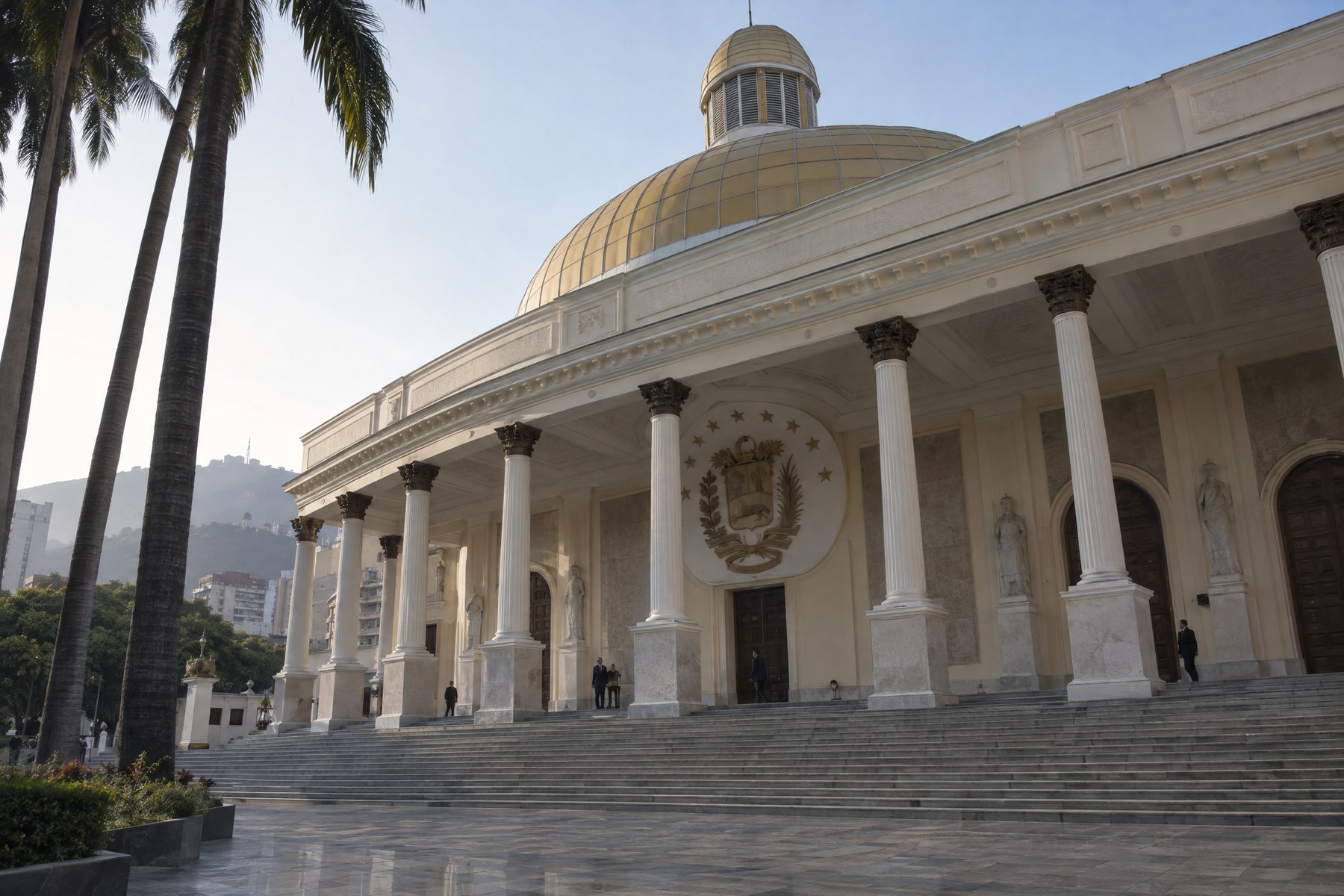 Fachada institucional de la Asamblea Nacional de Venezuela.