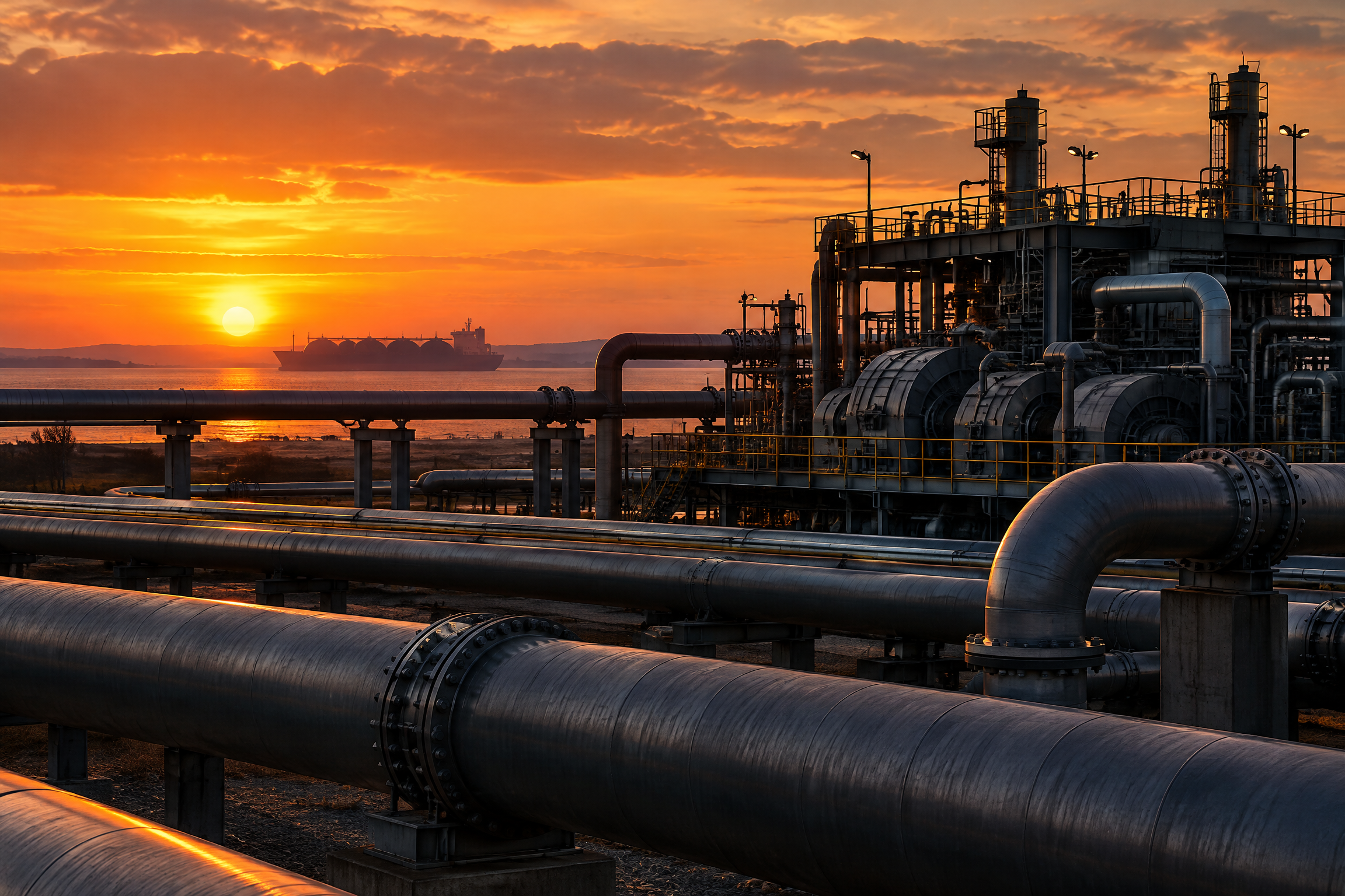 Imagen conceptual de infraestructura de gas y energía para una nota sobre Rusia, Venezuela y crudo.