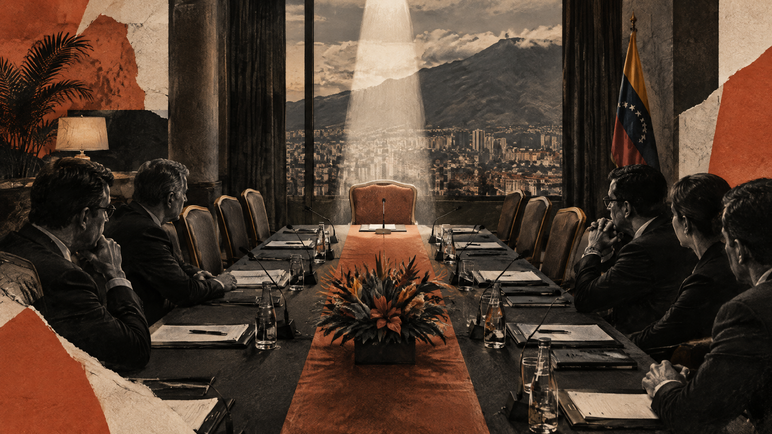 Ilustración conceptual sobre Por qué Machado no está en la mesa de Caracas